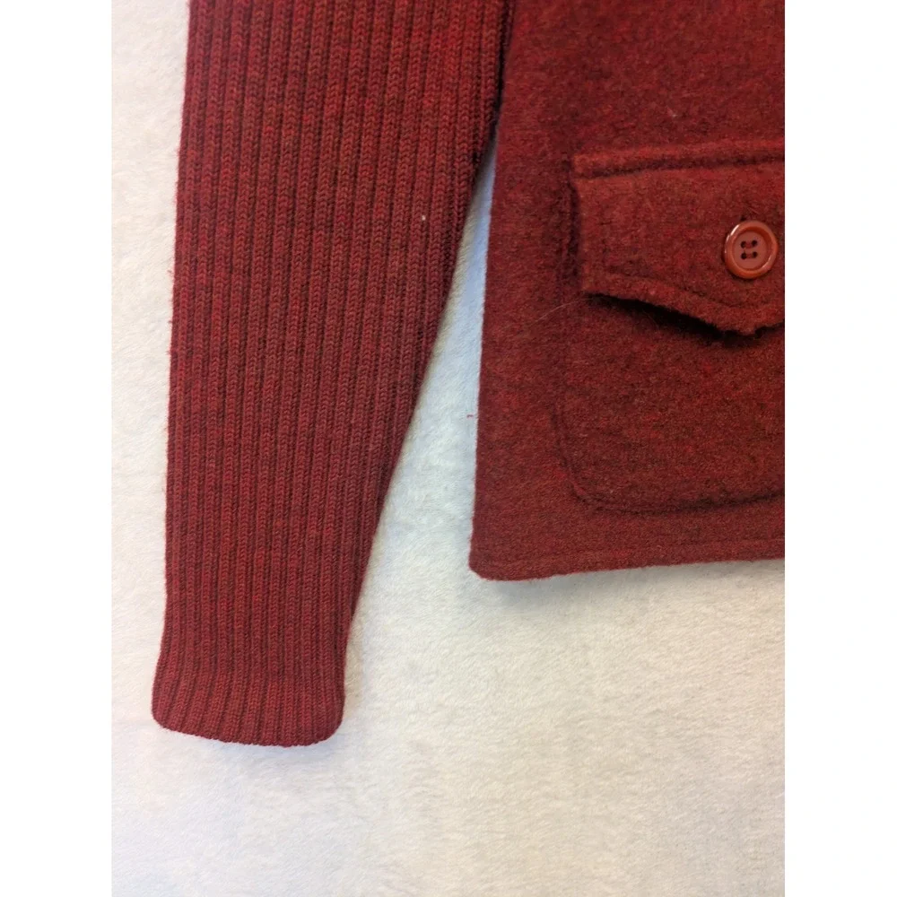 Willi Smith Womens 100% Wool Button Front Cardigan‎ Jacket Burgundy Red Size M